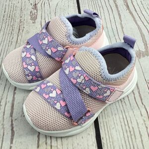 Toddlers Girl Sneakers Size 5 Pink Hearts Breathable Non Slip Athletic Running S